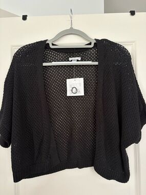 croft & barrow Black Open-Knit Short Cardigan